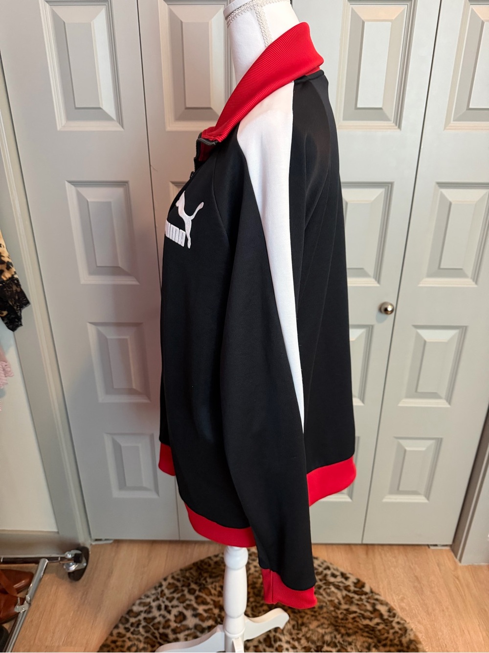 Puma Black Jacket with Red Accents and White Stripes - Picture 4 of 15